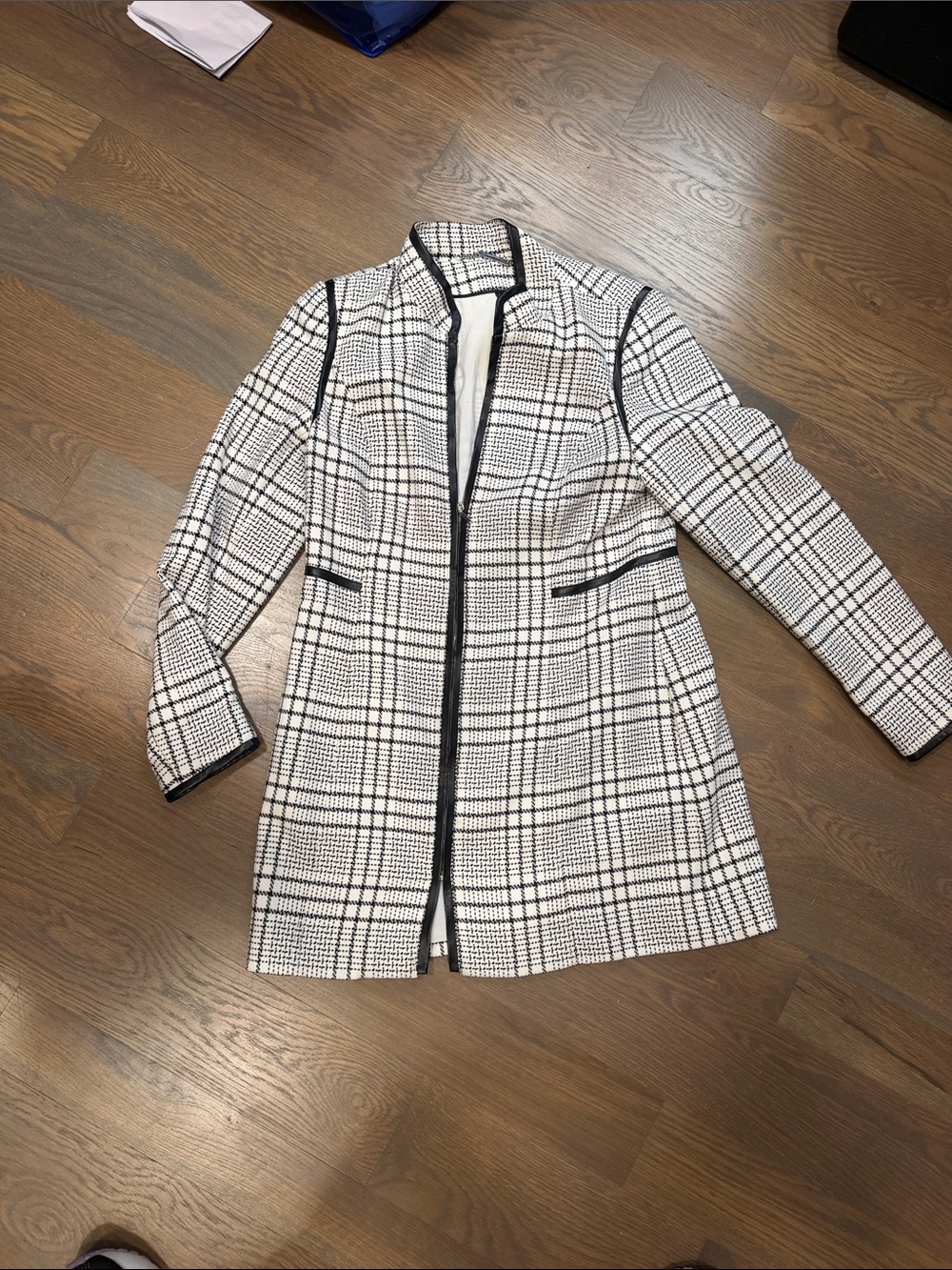 White House Black Market Black & White Plaid Blazer Jacket